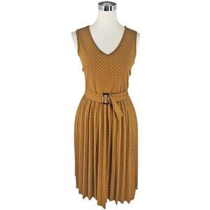 Polka dot pleated belted fit & flare Bold & Chic vintage inspired dress 2-3X NWT